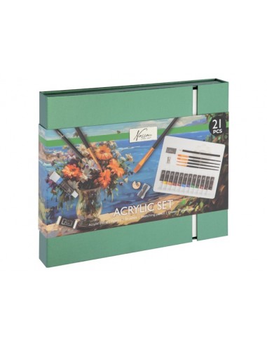 Akrylsæt med 21 dele i æske