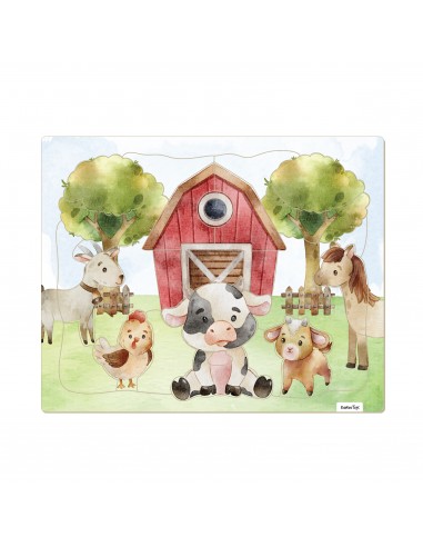 Indrammet Pap Puslespil - Bondegård -...
