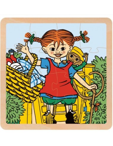 Pippi Langstrømpe - Træpuslespil -...