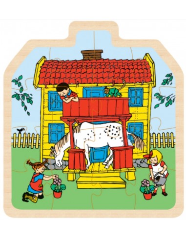 Pippi Langstrømpe - Træpuslespil - Hus
